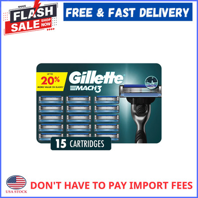 Gillette Mach3 Razor Blade Refills for Men, 15 Count