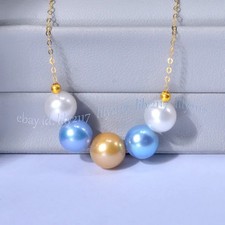 Round Multicolor Shell Pearl Imitation Pearl Pendant Necklace 18 inches 10mm