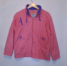 Vintage Casual Club Windbreaker Jacket Womens Blue Pink 80s 90s Full Zip Large