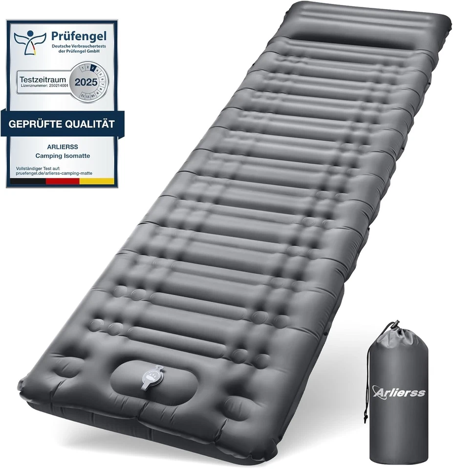 Ultraleichte Camping-Luftmatratze mit integrierter Pumpe und Kissen - 200x68 cm - Bild 3 von 4