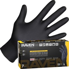 Safety 66520 Raven -Disposable Black Nitrile 7 Mil Mil Gloves, XXL , 100 Glov...
