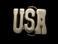 TF15116 VINTAGE 1970s **USA** PATRIOTIC SOLID BRASS BARON BELT BUCKLE
