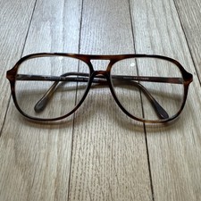 Vintage 1970s Eyeglass Frames Hong Kong Bent Brown Large Retro 16052 150mm