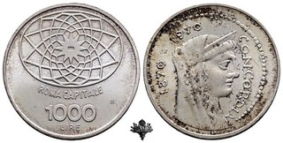 REPUBBLICA ITALIANA 1000 lire 1970 ARGENTO Centenario Roma Capitale