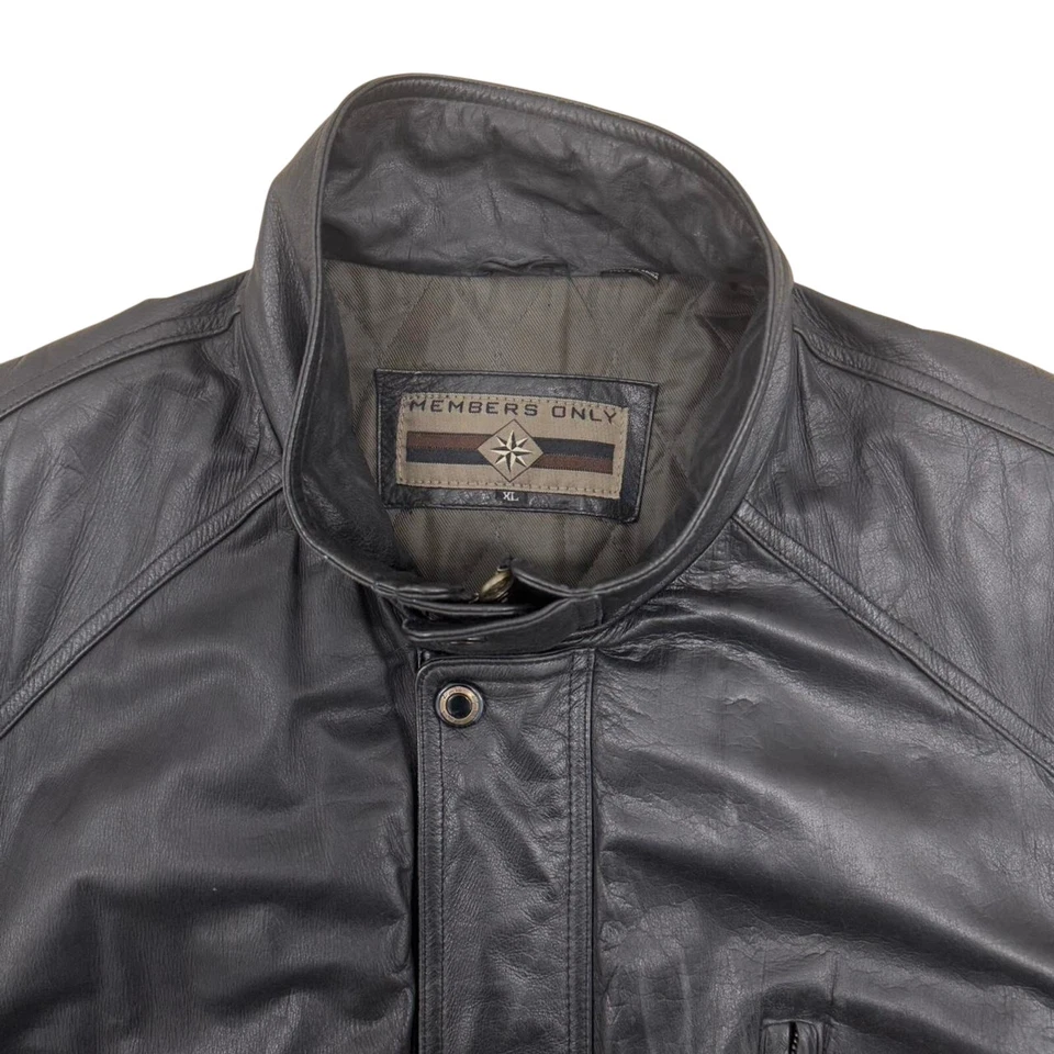 Chaqueta de cuero de caza larga genuina negra solo para miembros de los 90 de colección talla XL Foto 3 de 4