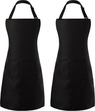 2 Pack Adjustable Bib Apron, Waterdrop Resistant Aprons with 2 Pockets Cooking K