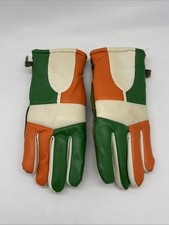 1970's - 1980's Vinyl Green  Orange Winter Gloves Size L Women's /Youth -Miami