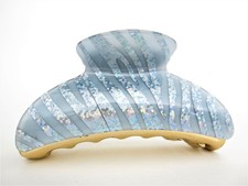 Art deco blue and multi color glitter sparkle hair claw clip for thick hair