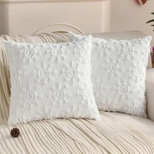 White Xmas Decorations Soft Fluffy Winter Lumbar Pillow Covers for Couch So