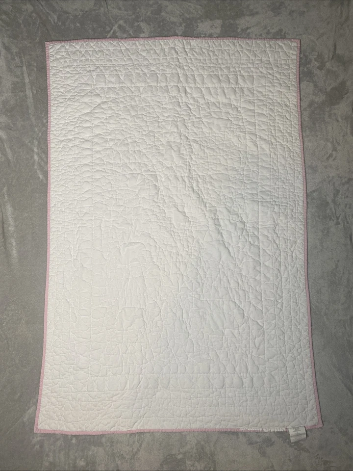 Edredón Pottery Barn Kids Harper Elefante Gris Rosa Cuna Bebé Manta Borla Colas Foto 4 de 4