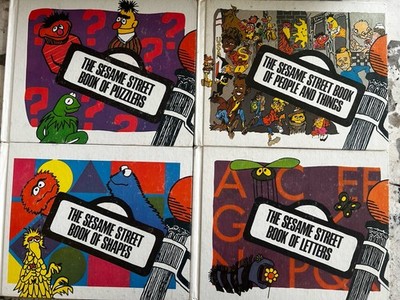 Sesame Street Book of Shapes, Letters, People & Things, Puzzlers 1970 Set Of 4