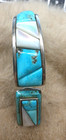 VINTAGE 1970 NAVAJO TURQUOISE & MOP STERLING BRACELET & MATCHING RING/46.2 GRAMS — photo 3