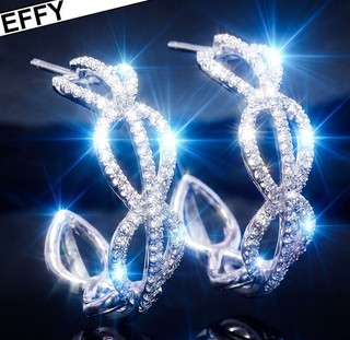 EFFY Diamond Earrings 14K Gold Diamond Hoop Earrings Eternity Cuban Chain Estate