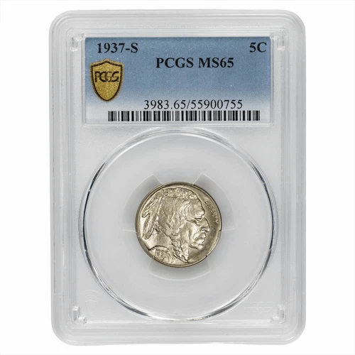 1937S Buffalo Nickel 5C PCGS MS 65