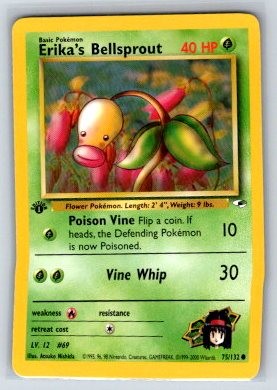 Erika's Bellsprout (75) 1st Edition Common Gym Heroes 075/132 NM