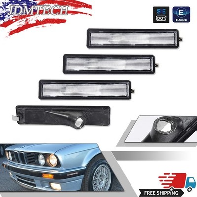 4 PIECES Front+Rear Clear Bumper Side Marker Lights For 1984-91 BMW E30 3 Series