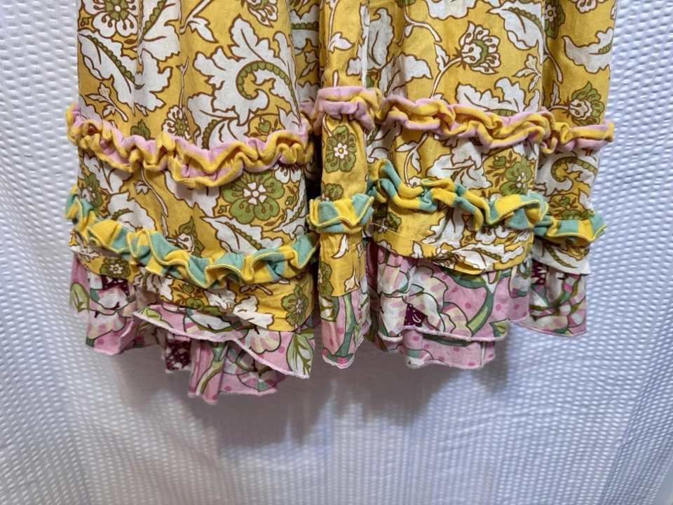 Vestido Floral Pastel Mostaza Niña, Lunares Rosa, Volantes Talla 12, Ver Fotos Foto 4 de 4