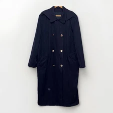 VTG Paul Costelloe British Airways Navy Flight Atten Trench Coat Hood Lined 18S