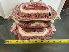 Mason Vista Pink Red China Sauce Tureen England