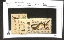 Czechoslovakia Postage Stamp, #1380-1385 Mint Hinged, 1966 Fish (AB)