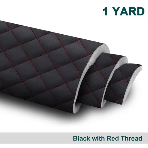 64" Wide Nappa Quilted Diamond Faux Leather Foam Back Car Headliner Upholstery - product listing photo