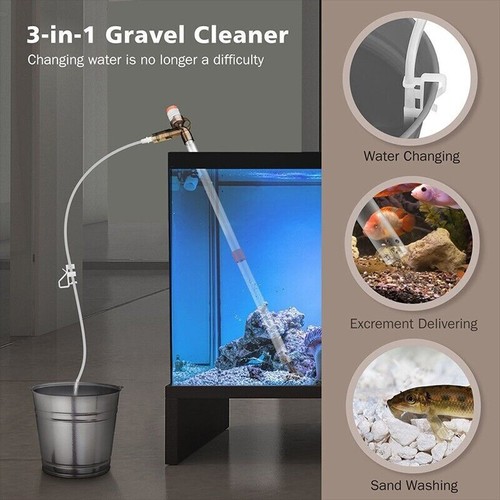 Aquarium Cleaner Kit Vacuum Pump Gravel Water Cleaning Fish Tank Siphon Cleaner - Picture 11 of 15