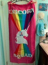 UNICORN Beach Towel NWT 60' x 30' "UNICORN SQUAD" Pool Swim OCEAN CRUISE RAINBOW