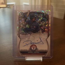 2023 Bowman Chrome Daniel Mateo Speckle Refractor Auto /299 1st Bowman, Rangers