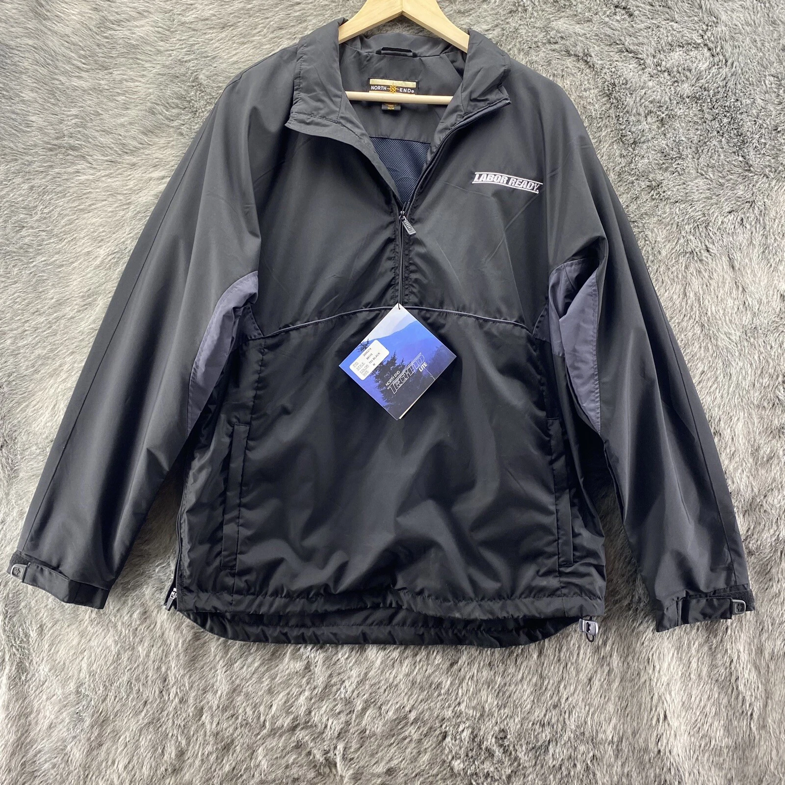 North End Mens M Black Full Zip Wind Water Resistant Sports Jacket Labor Ready