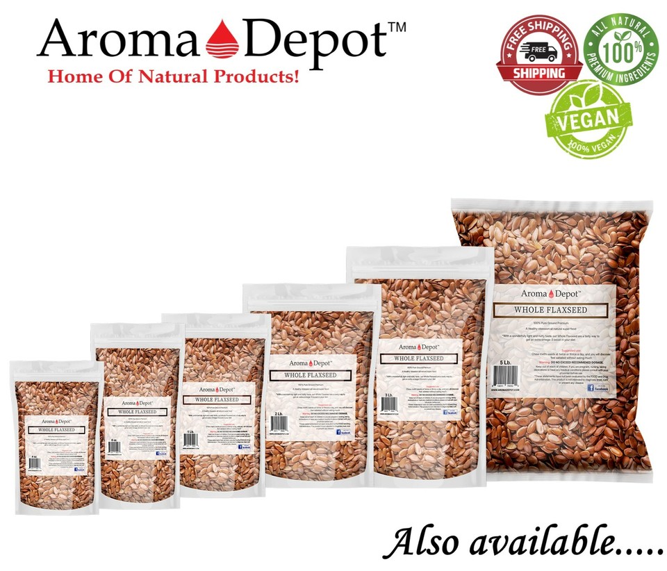 1 lb. Brown Whole Flax Seeds Omega3 NonGMO Linaza Raw Flaxseed Kosher