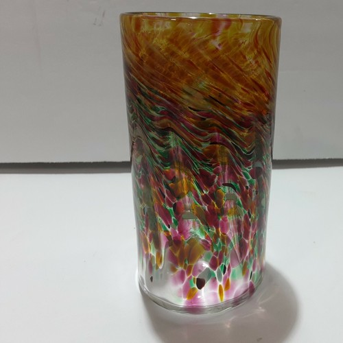 Handblown art Glass Drinking Tumbler Signed Vintage 2001 Swirl 5" tall vintage - Picture 9 of 11