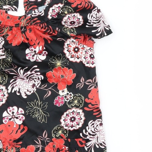 Debenhams Girls Black Floral Polyester blend Blouse Size 7 Years - Picture 7 of 12