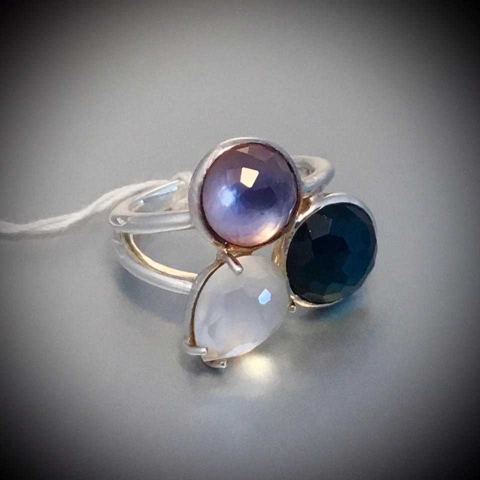 NWT IPPOLITA STERLING SILVER ROCK CANDY 3-STONE LUSTER RING IN MONACO - Image 2 of 4