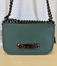 COACH SWAGGER 20 Shoulder Bag Glovetanned Leather Dark Turquoise Black $325 NEW