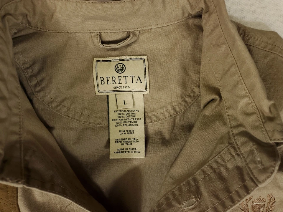 Camisa Beretta Tiro Tostado Beige Caqui Marrón Caza Tiro al Objetivo Para Hombres L Foto 3 de 4