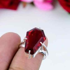 Red Garnet Gemstone Ring Handcrafted Ring 925 Sterling Silver Women's Ring Gift