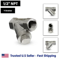 1/2" Stainless Steel Y-Strainer, 80 Mesh, NPT Threaded, 800PSI