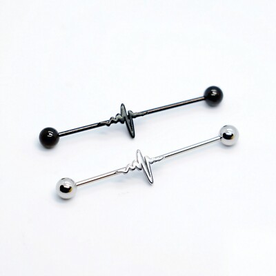 16G Stainless Steel Heart Wave Industrial Barbell Cartilage Stud Body Piercing