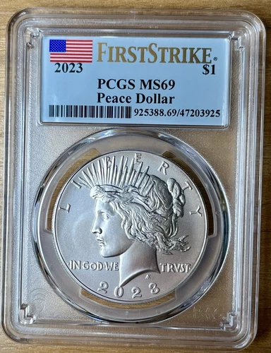 2023 P PCGS MS69 Peace Dollar First Strike! 0.999 Silver Coin. Great Eye Appeal!