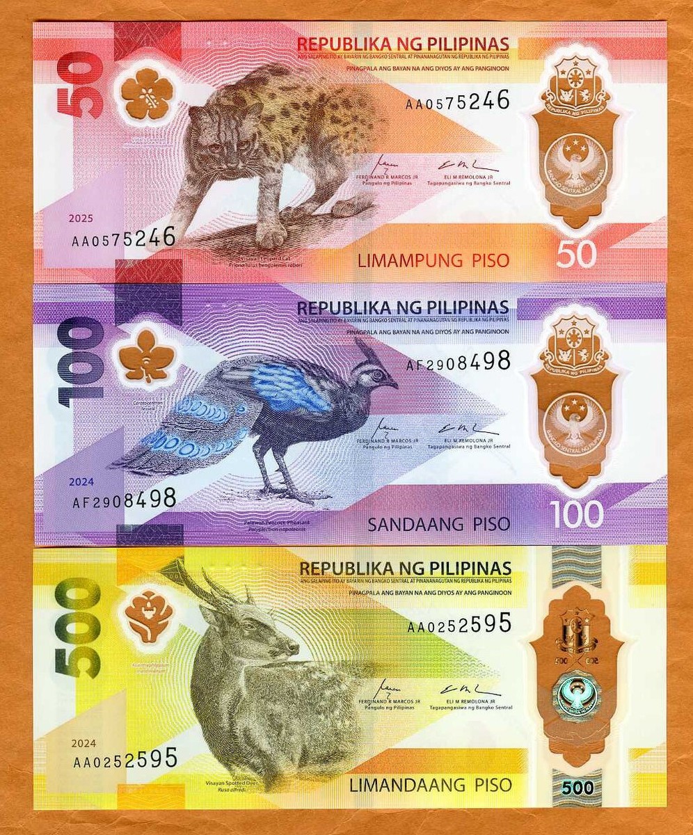 Set Philippines, 50-100-500 Piso, 2024-2025 P-New Polymer Set Philippines, 50-100-500 Piso, 2024-2025 P-New Polymer
