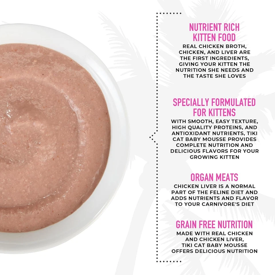 Tiki Cat Velvet Mousse Wet Kitten Food in Broth 2-Flavor Bundle (8 Pouches) - Image 2 of 4