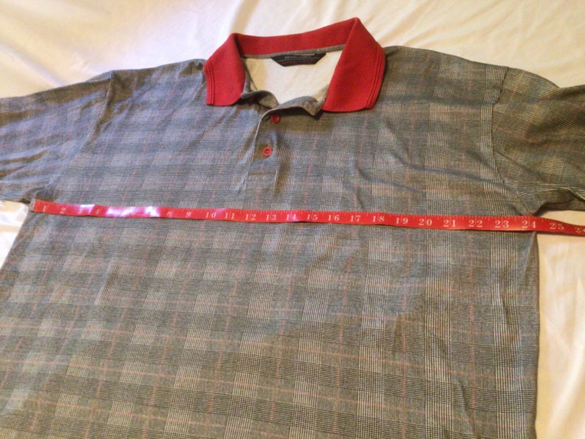 Henri-James Vintage Polo~XXL~Gray W/Red~Monogrammed Sleeve~Made In