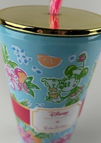 NEW Disney Parks x Lilly Pulitzer Mickey Minnie Mouse Tumbler Cup With Straw NWT - Picture 2 of 4