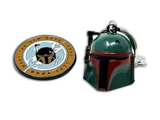 Combos Pack Star Wars Boba Fett Helmet Keychain & Meet The New Boss Enamel Pin