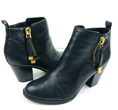 Franco Sarto Diana Women Leather Ankle Boot 6M Black Duel Side