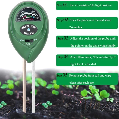 3 in 1 Soil Moister Tester Water pH Light Test Meter Kit Gardening Grass Plants - Picture 3 of 11