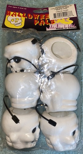 6 Vtg Halloween Skull Candy Baskets Pails Buckets Skeleton NEW - Bild 2 von 4