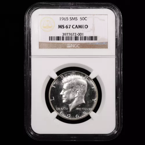 *CAMEO* 1965 SMS Kennedy Silver Half Dollar - 50c - NGC GRADED MS67 *CAMEO*