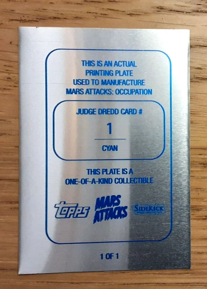 Mars attacks occupation CYAN printing plate card 1 CALL ME DREDD - Image 2 of 2