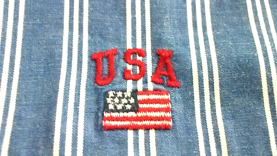 Camisa Blaire Ralph Lauren Sport Azul y Blanco RAYAS Bordada Bandera EE. UU./Talla L Foto 4 de 4